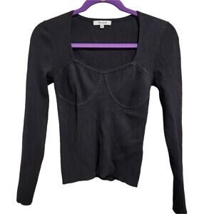 Madewell black crop knit top - medium size